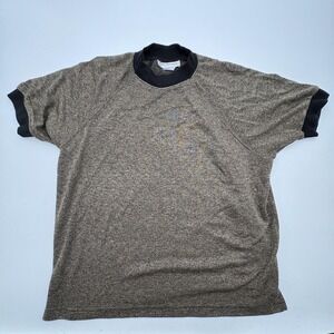 C.D. Petites Shirt Womens L Brown Black Ringer Raglan Crew Neck Knit Top